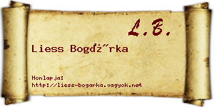 Liess Bogárka névjegykártya